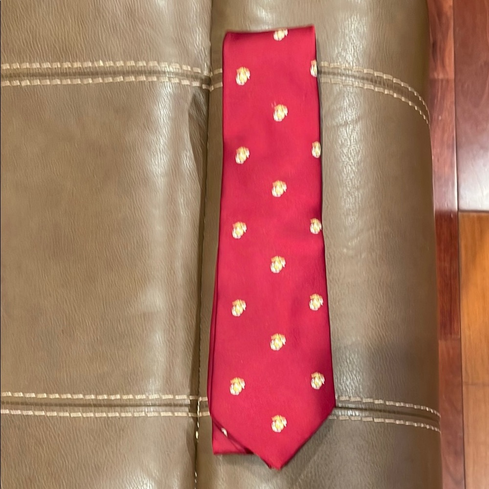 Red and Gold Polka Dot Silk Tie